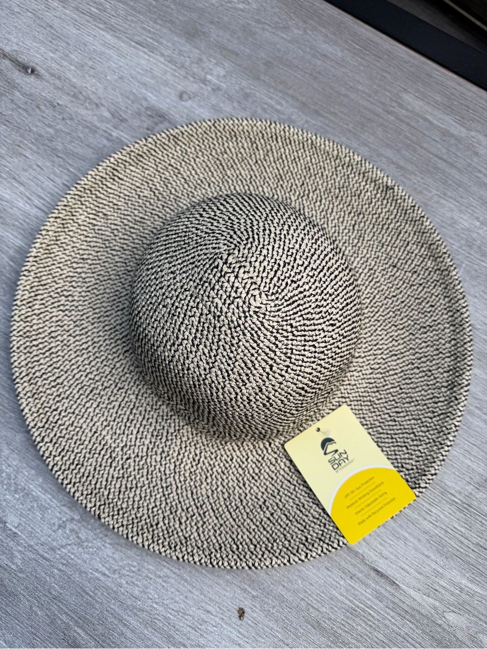 SunDay Wide Brim Straw Beach Hat in Natural/Black